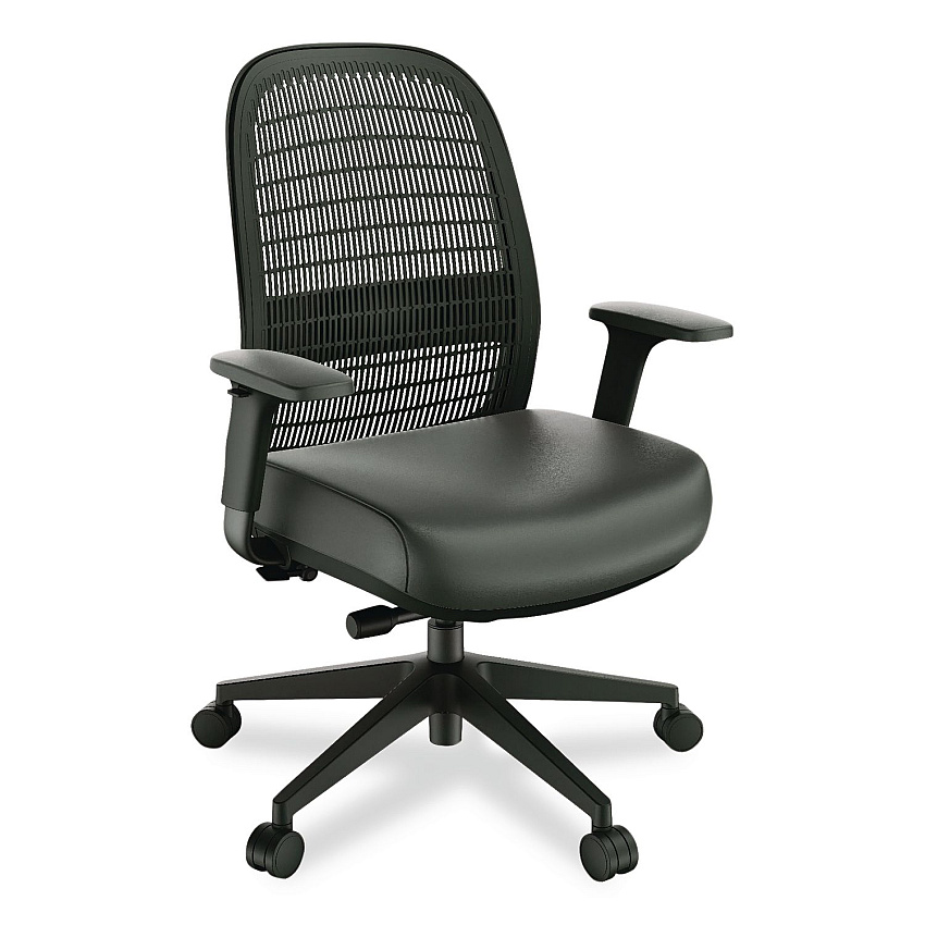 Workplace2.0 Health Bedford Polyurethane Nylon Task Chair, Supports Up to 275 lbs, 18" to 21.6" Seat Height, Black Seat/Back/Base (WP62574)