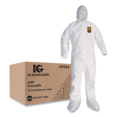 Ansell KleenGuard A40 Coveralls, 6X-Large, White, 25/Carton (30934)
