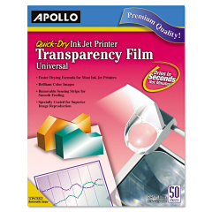 Apollo Quick-Dry Color Inkjet Transparency Film, 8.5 x 11, 50/Box (APOCG7033S)
