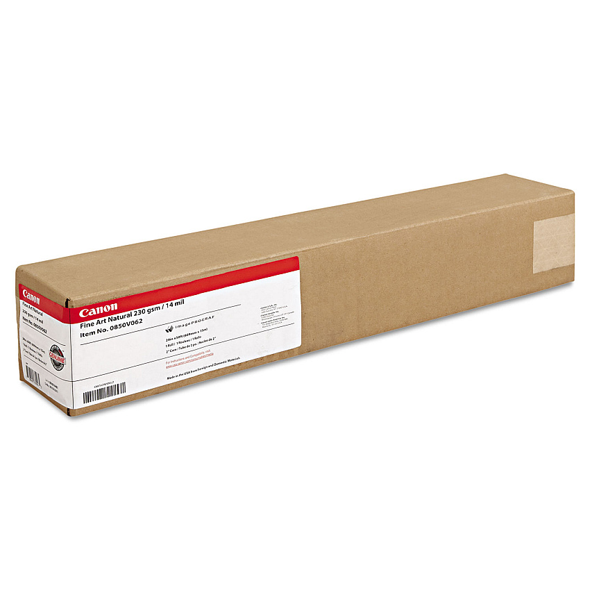 Canon Fine Art Natural Paper Roll, 2" Core, 14 mil, 24" x 50 ft, Matte Natural (CNM0850V062)