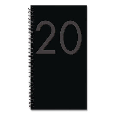 Black Softcover Weekly/Monthly Spiral Planner. 6.5 x 3.5, Black Cover, 12-Month (Jan to Dec): 2026 (57315)