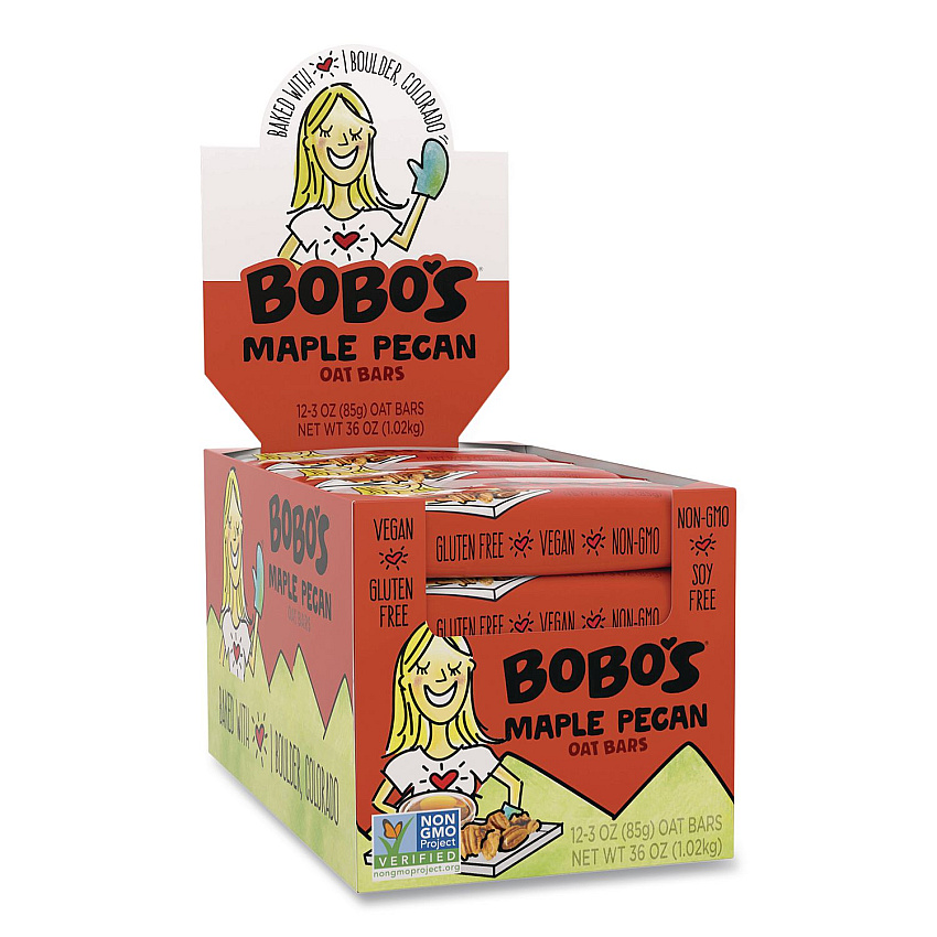 Bobo's Oatmeal Bars, Maple Pecan, 3 oz Individually Wrapped, 12/Box (00059)