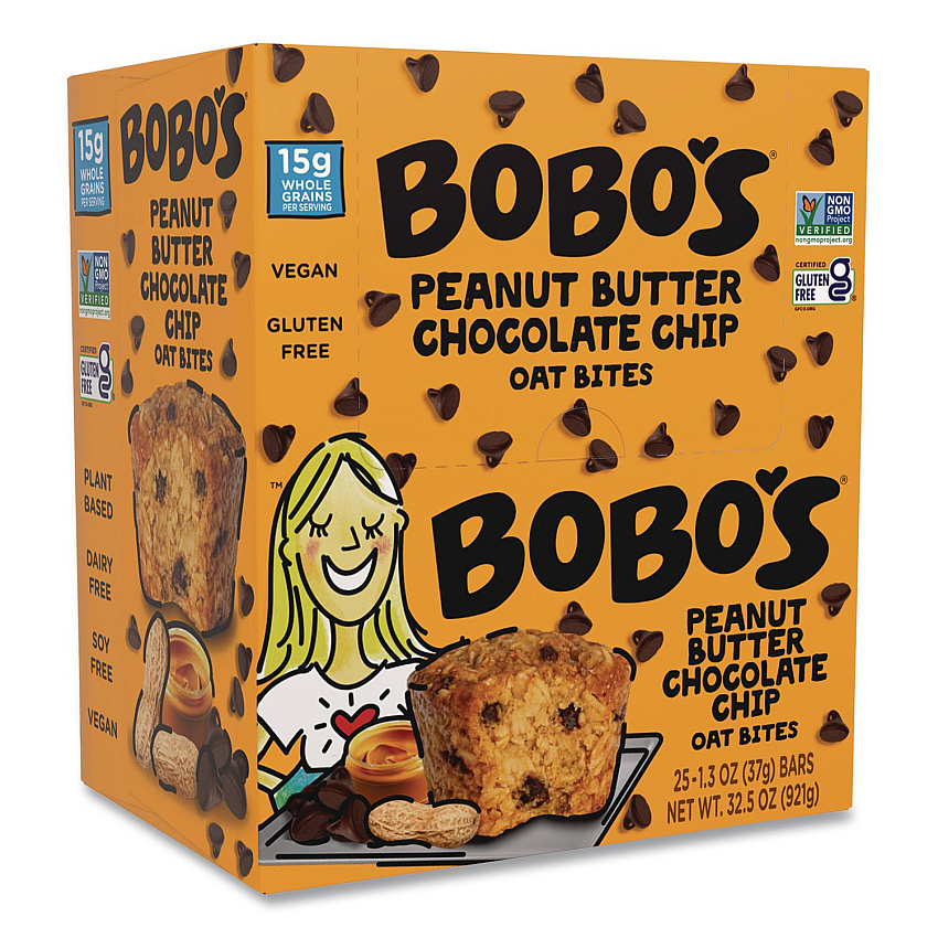 Bobo's Oatmeal Bites, Peanut Butter Chocolate Chip, 1.3 oz Individually Wrapped, 25/Box (00213)
