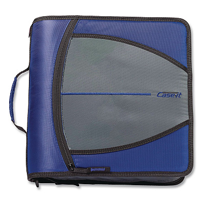 Case it Mighty Zip Tab Binder, 3 Rings, 3" Capacity, 11 x 8.5, Blue (D146BLUE)