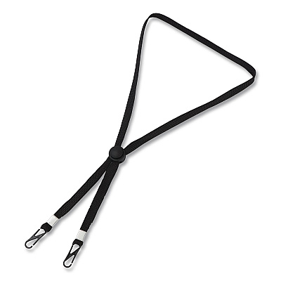 Cliq-It Face Mask Lanyard, Plastic Fastener, 30" Long, Black (CL61312BL)