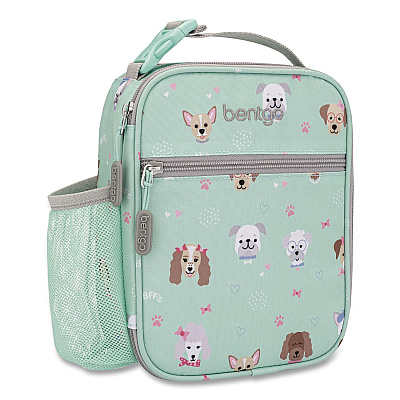 bentgo Kids Insulated Lunch Tote, Puppy Love Theme, 7.3" x 3.5" x 9.5", Mint Green/Multicolor (DBGPPY)