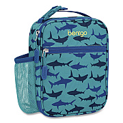 bentgo Kids Insulated Lunch Tote, Sharks Theme, 7.3" x 3.5" x 9.5", Turquoise/Blue (DBGSHK)