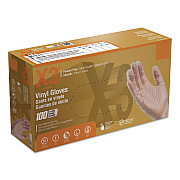 X3 by AMMEX Industrial Vinyl Gloves, Powder-Free, Medium, 3 mil Thick, 9.5" Long, Clear, 100/Box (GPX344100)
