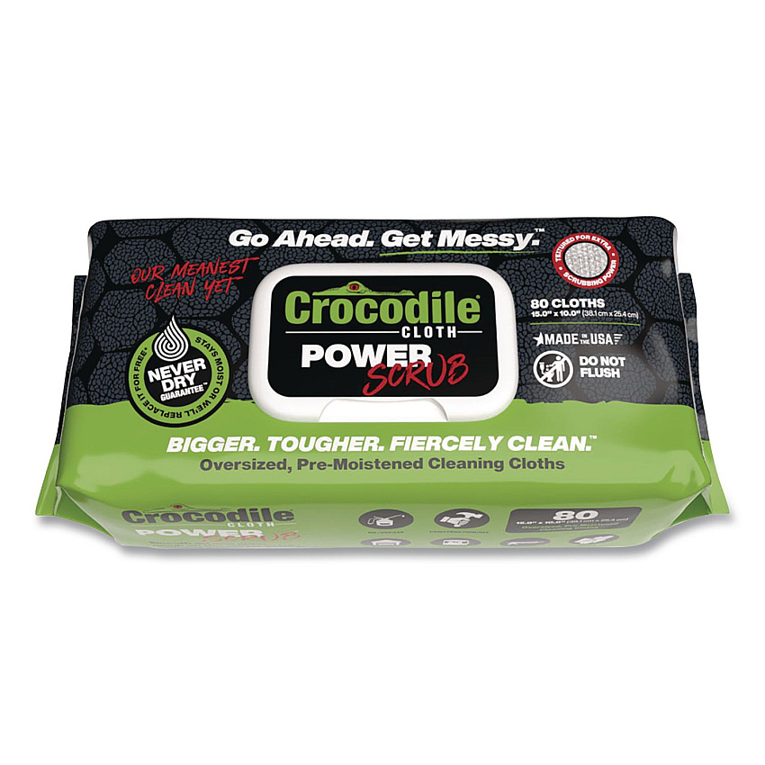 Crocodile Cloth PowerSCRUB Cleaning Cloths, 10 x 15, White, 80/Pack (6500080)