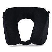 Brookstone Memory Foam Fleece Travel Pillow, One Size Fits Most, 9.84 x 4.1 x 9, Black (BNPM0002)