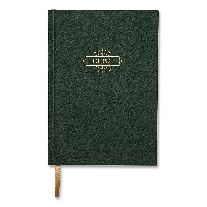 DesignWorks Ink Hardcover Journal, Narrow Rule, Green/Gold Soft-Touch Synthetic Suede Cover, (80) 7.88 x 5.5 Sheets (TJB5824ST)