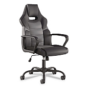 Emerge Vector Luxura Faux Leather Gaming Chair, Supports Up to 275 lbs, Black/Gray Seat, Black/Gray Back, Black Base (61108)