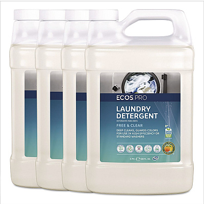 ECOS PRO Free and Clear Laundry Detergent, HE Compatible,128 oz Bottle, 4/Carton (PL976404)