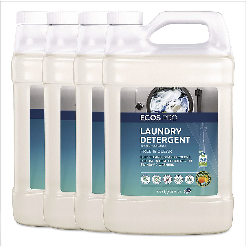 ECOS PRO Free and Clear Laundry Detergent, HE Compatible,128 oz Bottle, 4/Carton (PL976404)