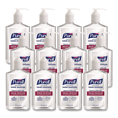 PURELL Prime Defense Advanced 85% Alcohol Gel Hand Sanitizer, 12 oz Pump Bottle, Clean Scent, 12/Carton (369912CT)