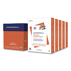 Hammermill Premium Inkjet and Laser Printer Paper, 97 Bright, 24 lb Bond Weight, 8.5 x 11, White, 500 Sheets/Ream, 5 Reams/Carton (166140CT)