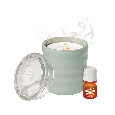 Lifelines Aromatherapy Essential Oil Flameless Candle Diffuser with Citrus Grove Essential Oil, 5.5 x 5.5 x 5.5, Sage Green (111619)