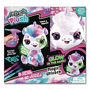 Style 4 Ever Airbrush Plush Glow-in-the-Dark Unicorn with Airbrush Tool, (3) Washable Ink Tubes and (60) Stick-On Stencils, Ages 6 and Up (2283308)