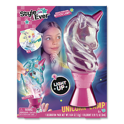 Style 4 Ever Unicorn Moon Lamp Creator Kit with Beads, Stickers, Colorant, Confetti and Glitter, Ages 8 and Up (22839012)