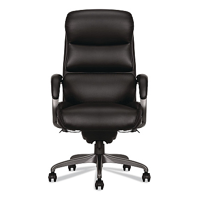 La-Z-Boy Aberdeen Executive Chair, Supports Up to 275 lb, 21" to 25" Seat Height, Black Seat and Back, Gray Base (51545BLK)