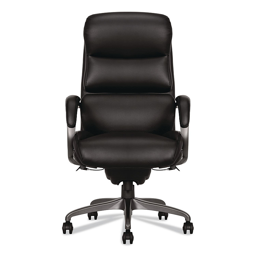 La-Z-Boy Aberdeen Executive Chair, Supports Up to 275 lb, 21" to 25" Seat Height, Black Seat and Back, Gray Base (51545BLK)