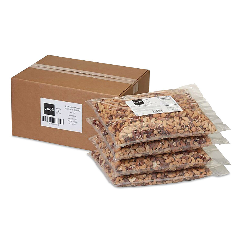 Mountain Manufacturing Coda Roasted and Salted Mixed Nuts, 5 lb Bag, 4/Carton (CDA92926)