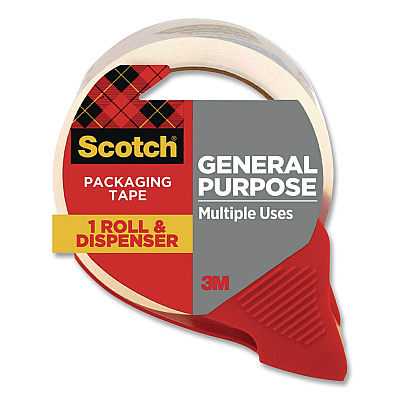 Scotch General Purpose Packaging Tape with Dispenser, 3" Core, 1.88" x 54.6 yd, Clear (3350RD36GC)