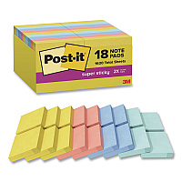 Post-it Notes Super Sticky Note Pads in Summer Joy Collection Colors, 1.88" x 1.88", Assorted Colors, 90 Sheets/Pad, 18 Pads/Pack (62218SSJOYCP)