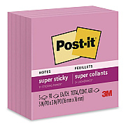Post-it Notes Super Sticky Pads in Energy Boost Colors, 3" x 3", Tropical Pink, 90 Sheets/Pad, 5 Pads/Pack (6545SSNP)