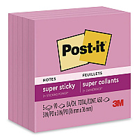 Post-it Notes Super Sticky Pads in Energy Boost Colors, 3" x 3", Tropical Pink, 90 Sheets/Pad, 5 Pads/Pack (6545SSNP)