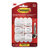 Command Mini Hooks, Plastic, White, Supports 0.5 lb, 18/Pack (17006VP)