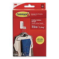 Command Folding Clothes Hanger Arm, Individual Slots for Five Clothes Hangers, Plastic, White, Supports 7.5 lb (17029ES)