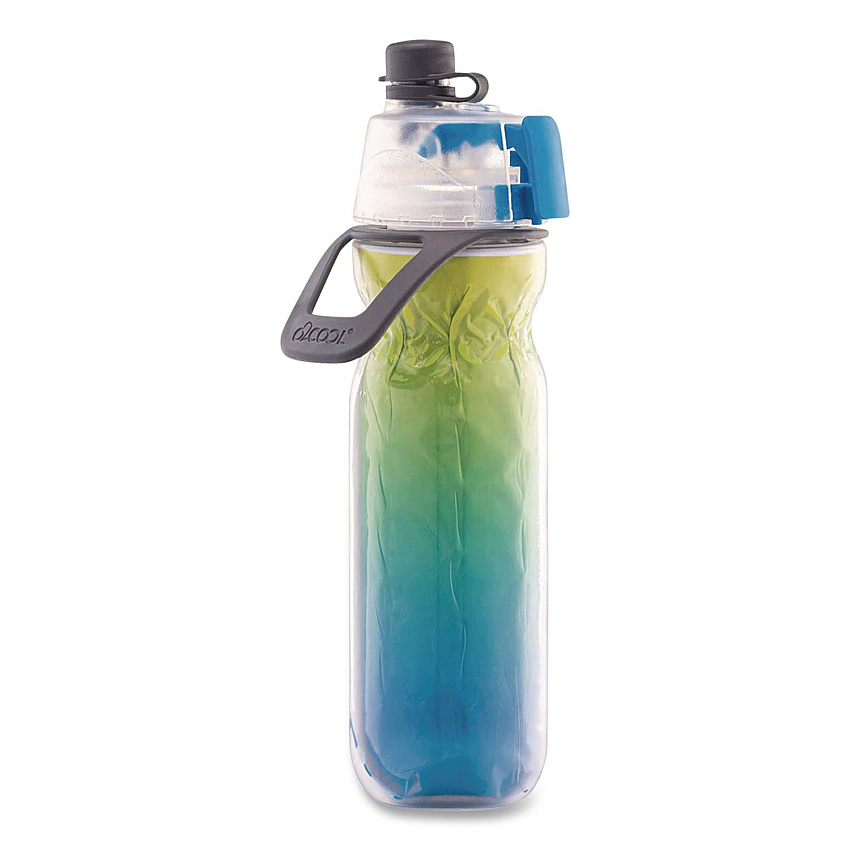 O2COOL Elite Mist 'N Sip Plastic Double-Wall Insulated Water Bottle, 20 oz, Ombre Blue (HMLDP07OMB)