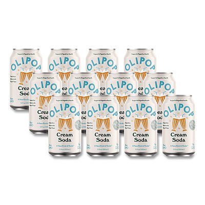 OLIPOP Prebiotic Soda, Cream Soda, 12 oz Can, 12/Carton (ICO70289)