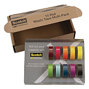 Scotch Expressions Washi Tape, 0.59" x 32.75 ft, Assorted Colors, 10 Rolls/Pack (C31710SIOC)