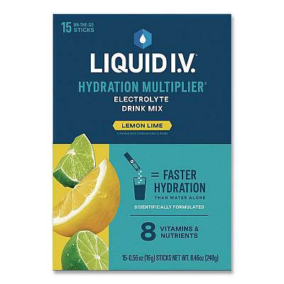 LIQUID I.V. Hydration Multiplier, Lemon-Lime, 0.56 oz Stick, 15/Pack (EHC47494)