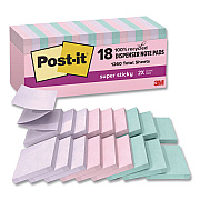 Post-it Pop-up Notes Super Sticky Recycled Pop-up Notes in Wanderlust Pastel Colors, Cabinet Pack, 3" x 3", Assorted Colors, 70 Sheets/Pad, 18 Pads/Pack (R33018SSNRPC)