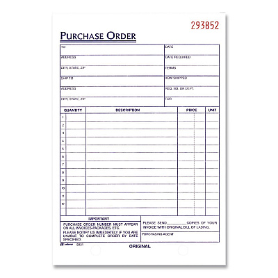 Adams Multipart Purchase Order Pad, Three Part Carbonless, 5.56 x 8.44, 50 Forms Total (TC583110EA)