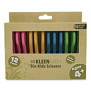 Westcott KleenEarth Rice Husk Kids Scissors, Blunt Tip, 5" Long, Straight Assorted Color Handles, 12/Pack (00850)