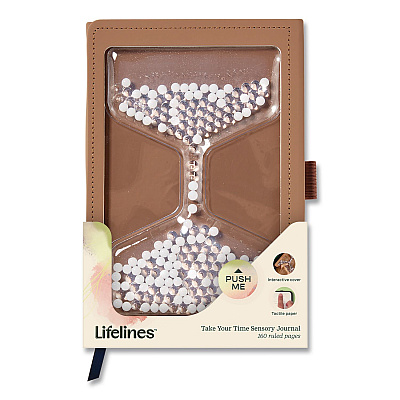 Lifelines Take Your Time Sensory Journal, Tactile White Gel Bead Hourglass, Wide/Legal Rule, Brown Cover, (80) 8 x 5 Sheets (160102)