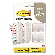 Command Limited Edition Decorative Hook Variety Pack, (4) Small (Supports 1 lb), (2) Medium (Supports 3 lb), Plastic, White, 6/Pack (PRMHP6ESF)