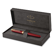 Parker Sonnet Fountain Pen with Gift Box, Medium Fountain Nib, Red Ink, Red Lacquer/Gold Barrel (1931474)