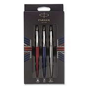 Parker Jotter Retractable Pen and Pencil Set, (1) Medium Blue Ballpoint Pen, (1) Medium Black Gel Pen, (1) 0.7 mm Mechanical Pencil (2032740)