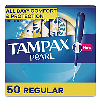 Tampax Pearl Tampons, Regular Absorbency, 50/Pack (71135)