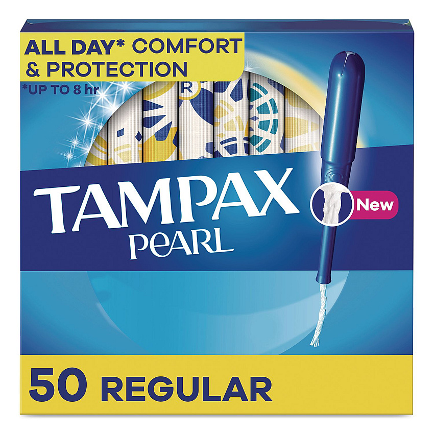 Tampax Pearl Tampons, Regular Absorbency, 50/Pack (71135)