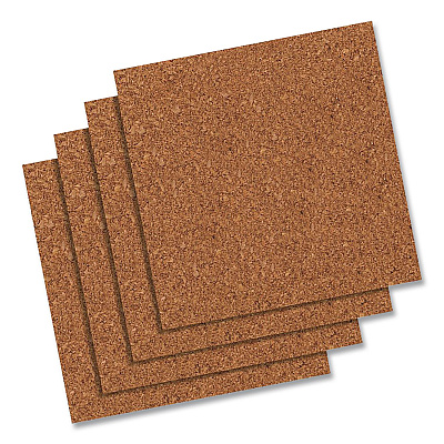 Quartet Cork Bulletin Board Tiles, 1 ft x 1 ft, Brown Surface, Frameless, 4/Pack (102)