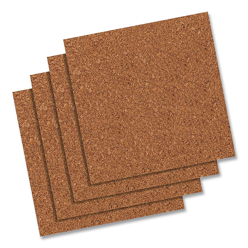 Quartet Cork Bulletin Board Tiles, 1 ft x 1 ft, Brown Surface, Frameless, 4/Pack (102)