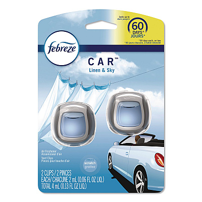 Febreze CAR Air Freshener, Linen and Sky, 2 mL, 2/Pack (811131)