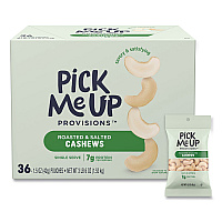 Pick Me Up Provisions Roasted and Salted Cashews, 1.5 oz Pouch, 36/Box (PM62981)