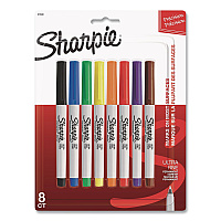Sharpie Ultra Fine Tip Permanent Marker, Ultra-Fine Tip, Assorted Colors, 8/Pack (37600PP)